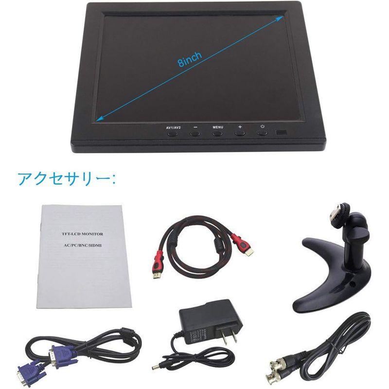 ディスプレイ 8インチモニター 液晶TFTスクリーン HD BNC/AV/HDMI/VGA