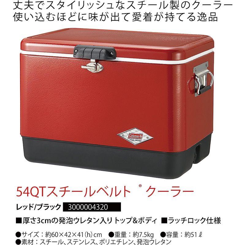 クーラーボックス レッド/ブラック キャンプ用品 コールマン(Coleman) スチールベルトクーラー 54QT 容量約51L 3000004320｜ichi-oshu｜03