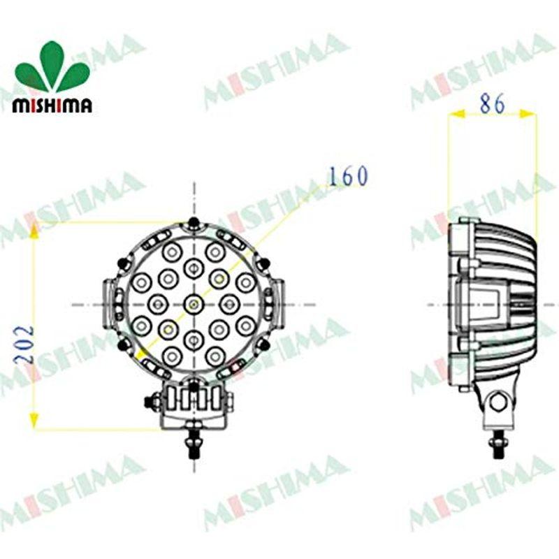 作業灯　MISHIMA　12V　51W　対応　サーチライト　広角　投光器　24V　17連　角型　汎用　ワークライト　LED　防　LEDライト