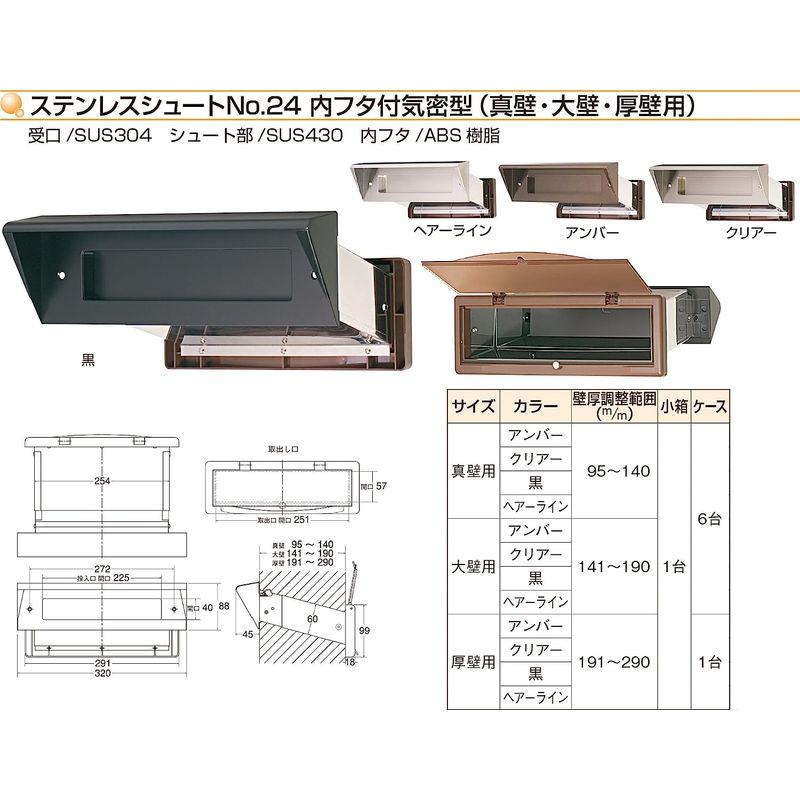 ステンレスシュート内フタ付気密型No.24厚壁用　水上金属　アンバー　(001-5741)　1台