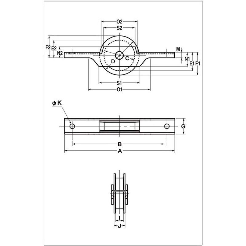 ヨコヅナ　SW間仕切用戸車　ステンレス枠　ベアリング入ステンレス車　50　SPS-0001　×4入　溝