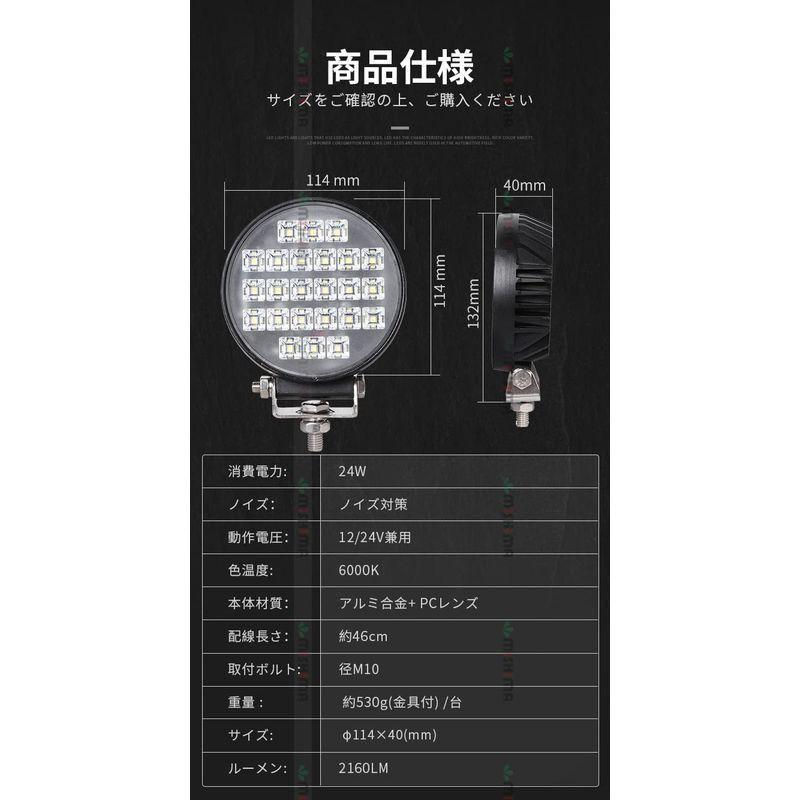 車両用品 10台セット 車用 建築機械用 軽トラ 作業灯トラック 24v フォグランプ 24w ワークライト led作業灯 24w ワークライト le - 4