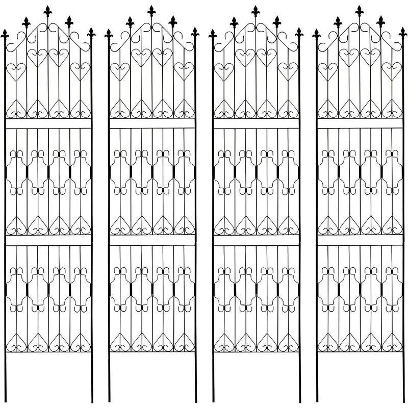 通販 人気 トレリス ブラック ガーデン用品 ガーデンガーデン アイアンフェンス Nouveau(ヌーヴォー) ハイタイプ 高さ220cm×幅53cm 4枚セット