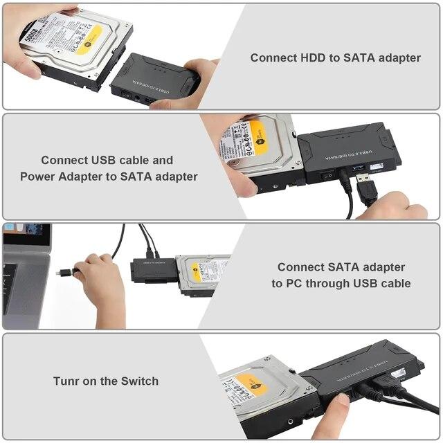 USB 3.0からsataへのHDDハードディスクアダプター、hdd、ssd、cd、DVD、rom、CD-RW、3 in 1、3.5インチ、2.5イン｜ichi-shop｜10