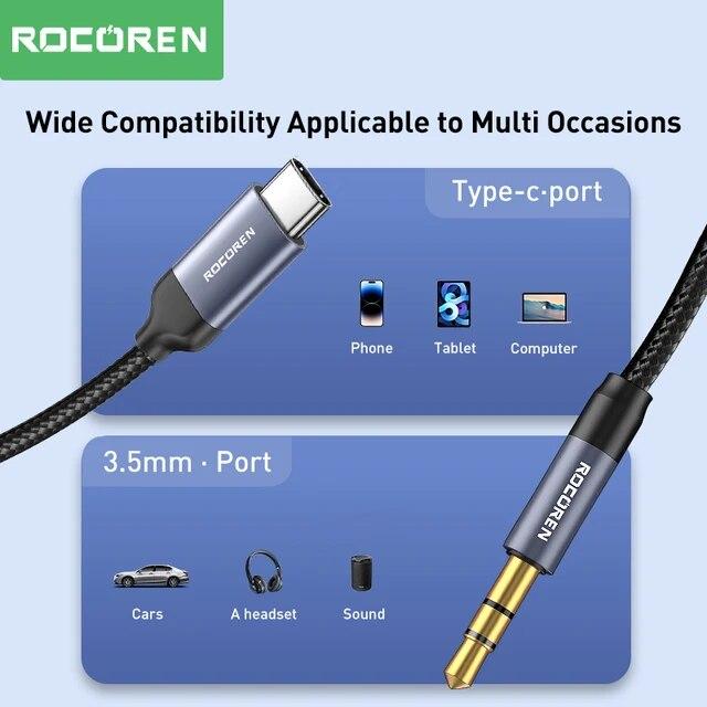 Rocoren-USB Type-Cから3.5mmジャック,オーディオケーブルアダプター,オスからオスへのヘッドフォンプラグ,iphone 15 pr｜ichi-shop｜04