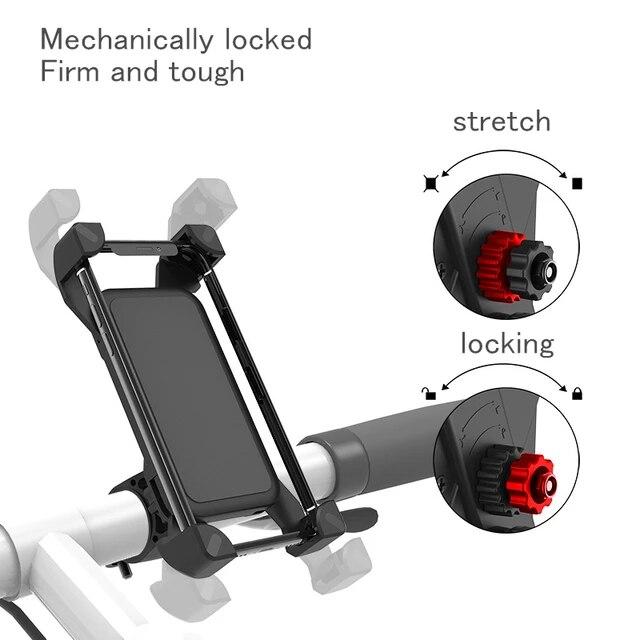 ユニバーサルオートバイバイク自転車ハンドルマウントホルダー携帯電話gpsスタンド機械式ホルダーiphone 11プロサポート｜ichi-shop｜14