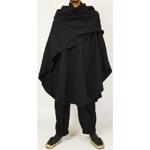 紳士マント U字型デザイン 黒色綿生地 着物、作務衣用 和洋兼用 