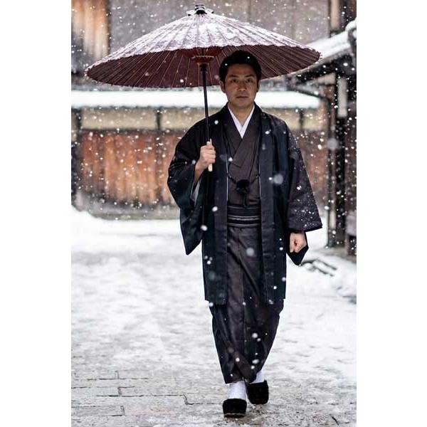 雨用草履男物着物作務衣用 雨、雪用カバー付 黒色レザー合皮草履 LL