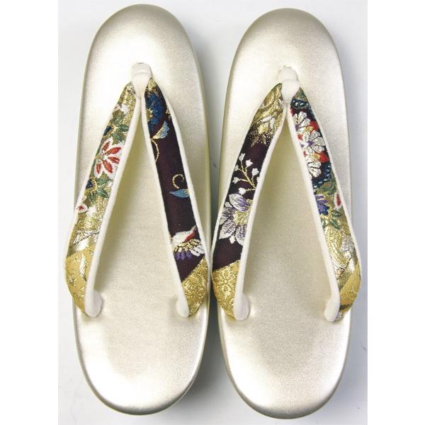 ゴールドなセット売り　和バッグ草履　バッグは西陣帯地 草履バッグセット 正絹西陣帯生地バッグ・金色レザー草履