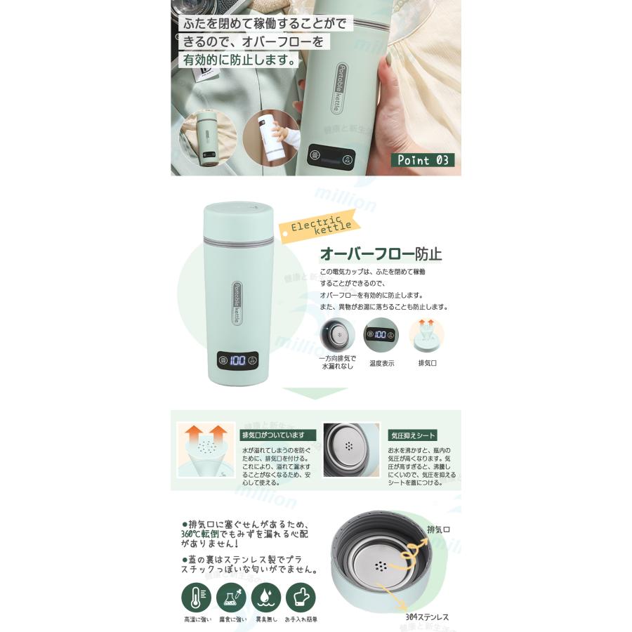 4段温度設定＆温度表示】 水筒 電気ケトル 電気ポット 350ml 45℃/60