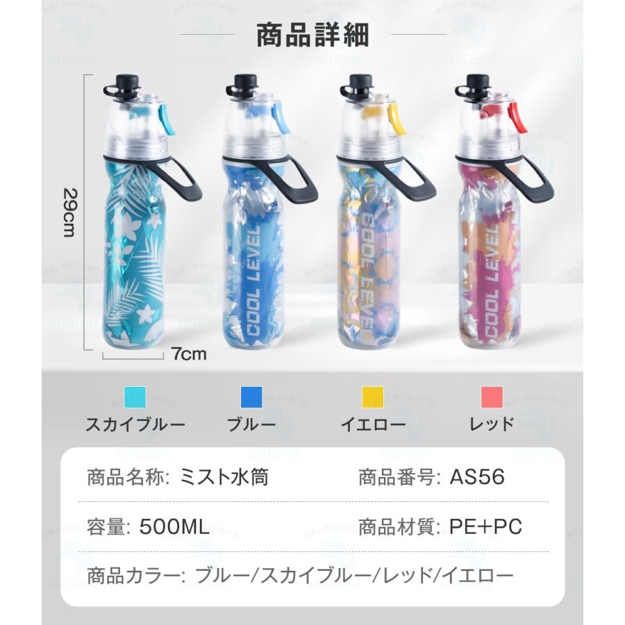 メディアスジャパン☆ミストボトル追加可 ウォーターボトル ミスト 水筒 500ml 水分補給 直飲み ドリンクミスト