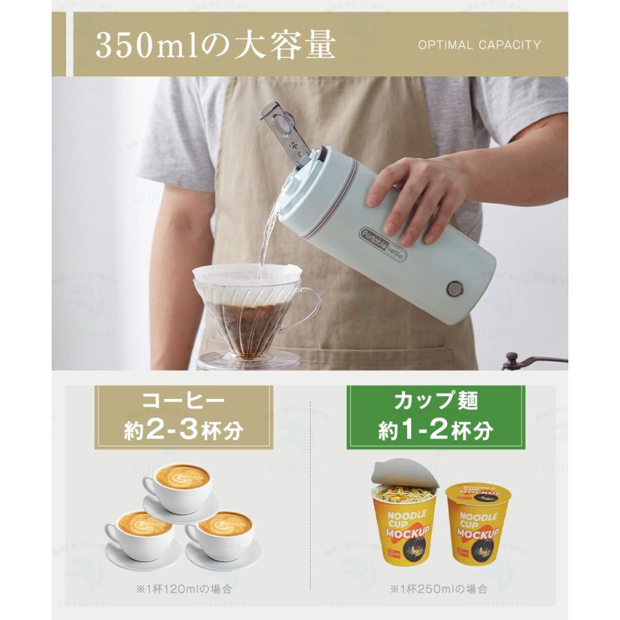 【注ぎ口付きの最新モデル】ポータブル電気ケトル 350ml 注ぎ口付き 300W 約6分間沸騰 お湯 蒸気抜け穴 吹きこぼれ防止 水漏れ防止 自動電源OFF 空だき防止 |  | 15