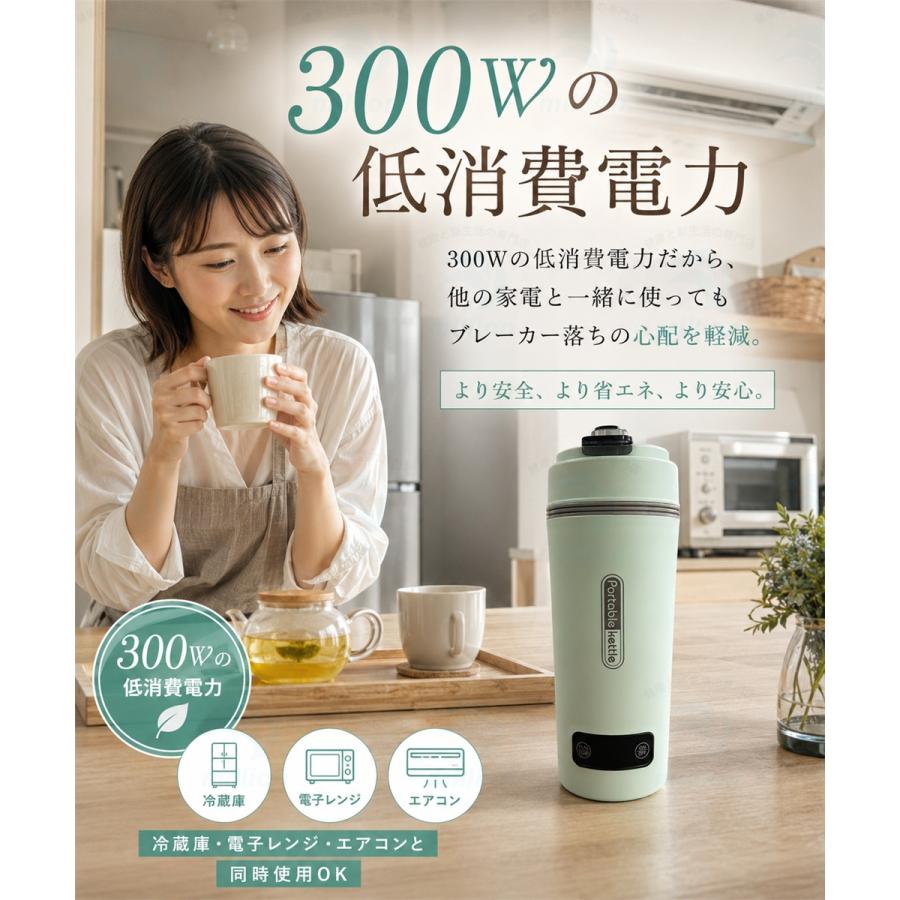 【注ぎ口付き&調温可能】 海外兼用 ポータブル電気ケトル 350ml 100V-240V 4段階温度設定 リアルタイム温度表示 約6分間沸騰 300W 沸騰後80℃保温 |  | 15