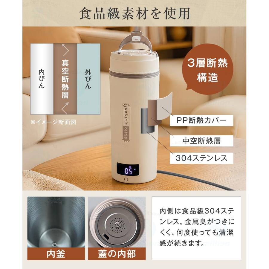 【注ぎ口付き&調温可能】 海外兼用 ポータブル電気ケトル 400ml 100V-240V 4段階温度設定 リアルタイム温度表示 約6分間沸騰 300W 沸騰後80℃保温 |  | 18
