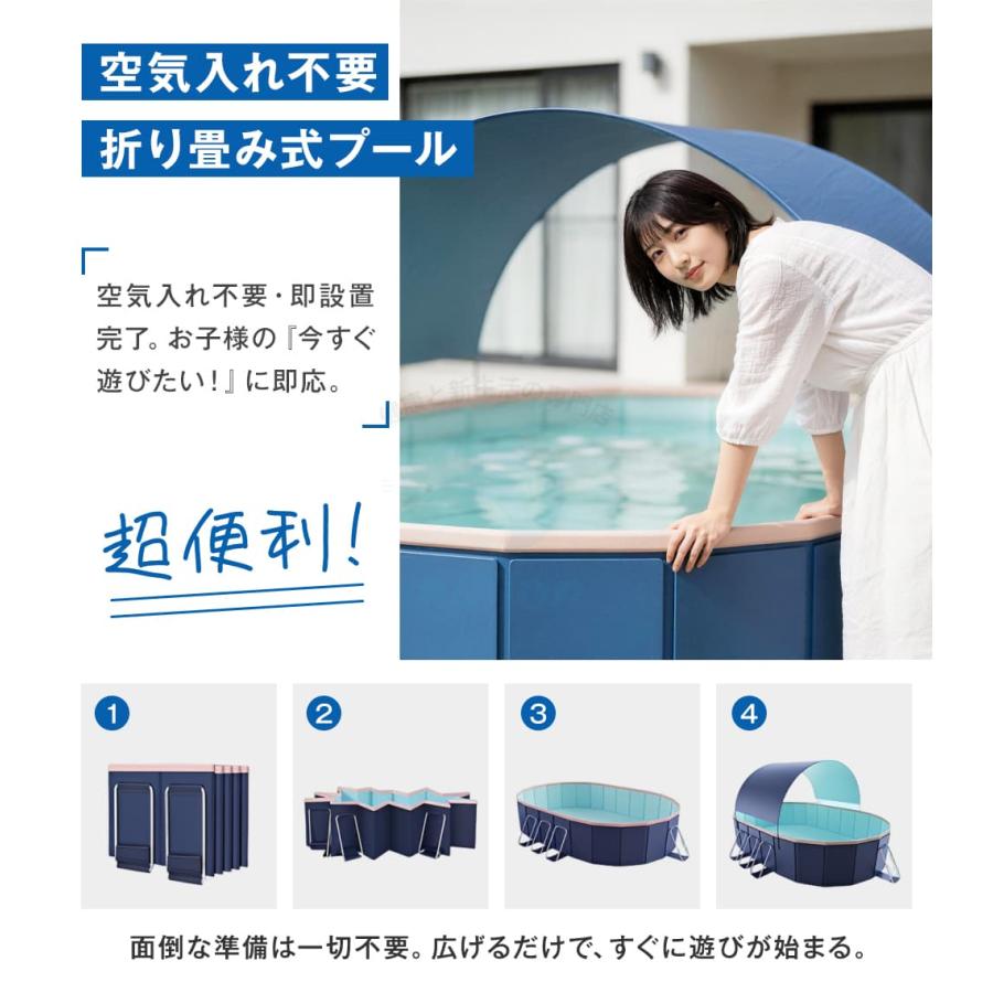 ★ プール 屋根付き 空気入れ不要★折りたたみ 組み立て不要 家庭用 収納便利 ☆日よけ付き＆空気入れ不要！急速出荷☆ 3M 非膨張式プール