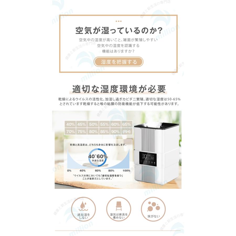 加湿器 ハイブリッド加湿器 3.5L大容量 湿度表示 空気清浄機 上部給水