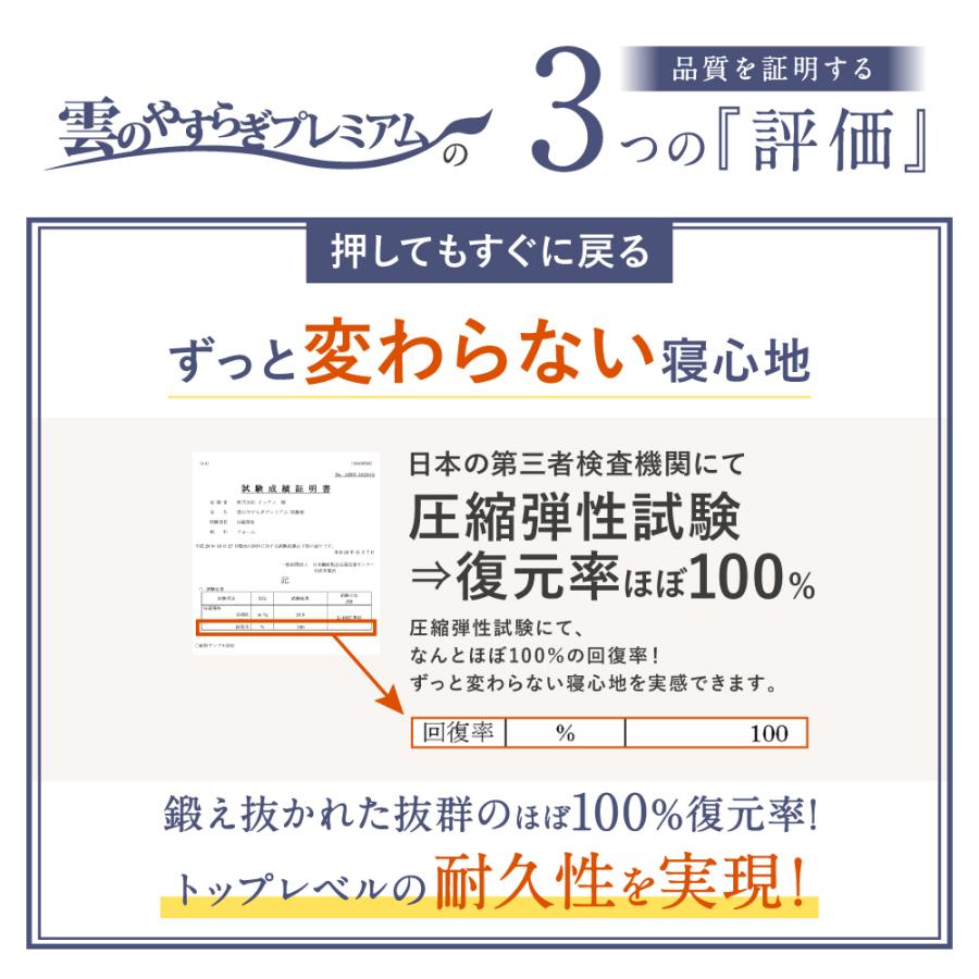 敷布団 セミダブル 雲のやすらぎプレミアム 敷き布団 セミダブル2枚セット 体圧分散 マットレス 雲のやすらぎ 送料無料｜ichibanboshi｜10