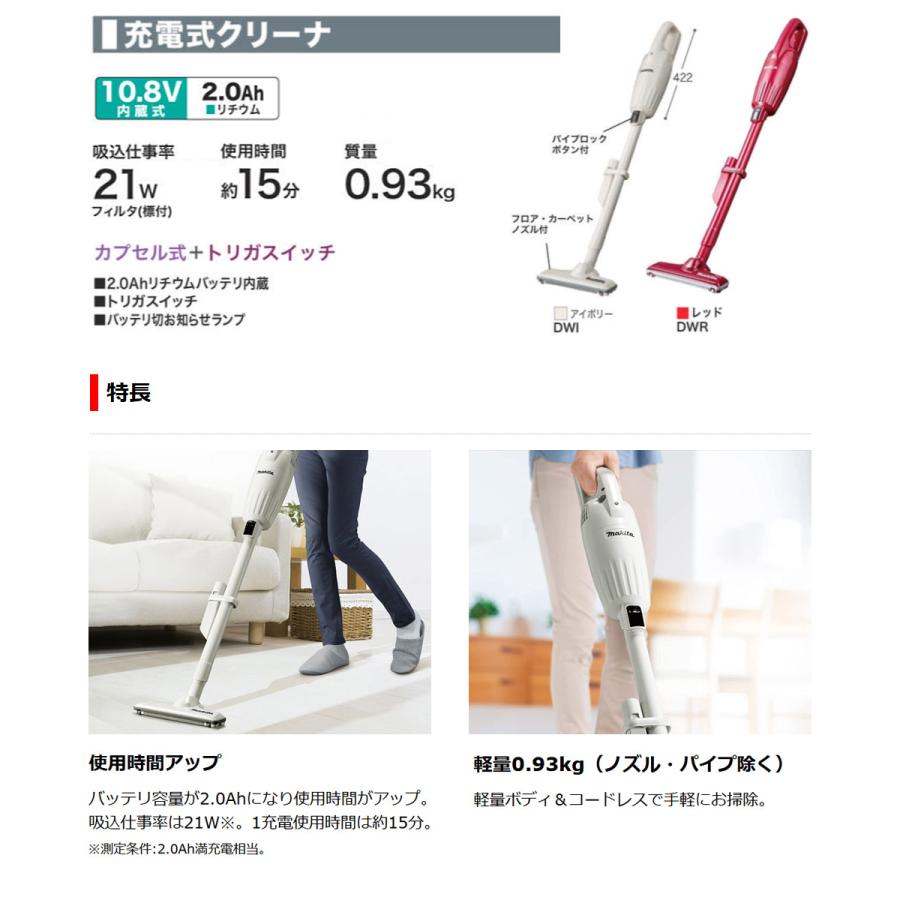 未開封Makita 充電式ハンディクリーナー CL116DWR マキタ マキタ(makita) 充電式クリーナー CL116DWR レッド