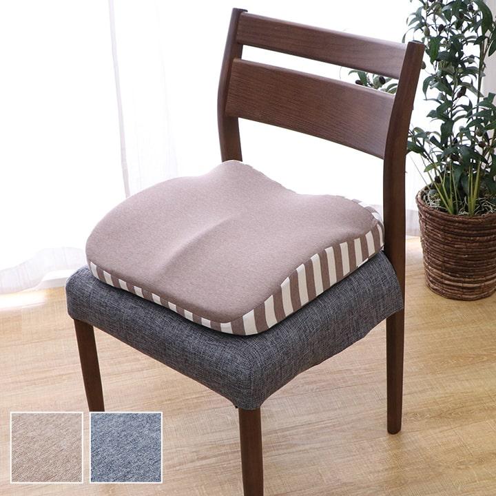 背当て付き椅子シートクッション 2個セット　ネイビー シートクッション 紐付き 椅子 43cm×43cm（ひも付き）クッション