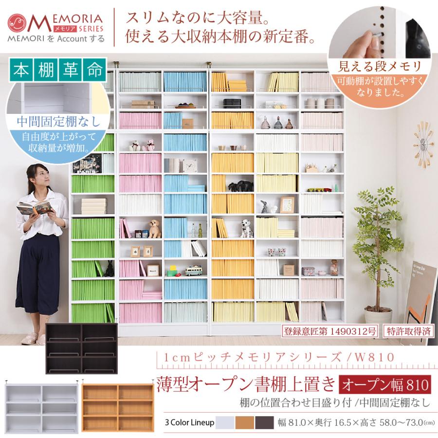 上置き 本棚 幅81 上置き棚 単品 本体上の空間を有効活用。1cmピッチで可動棚を設置できるから、無駄なく収納。シリーズで揃えればまるで図書館。薄型81タイプの_1