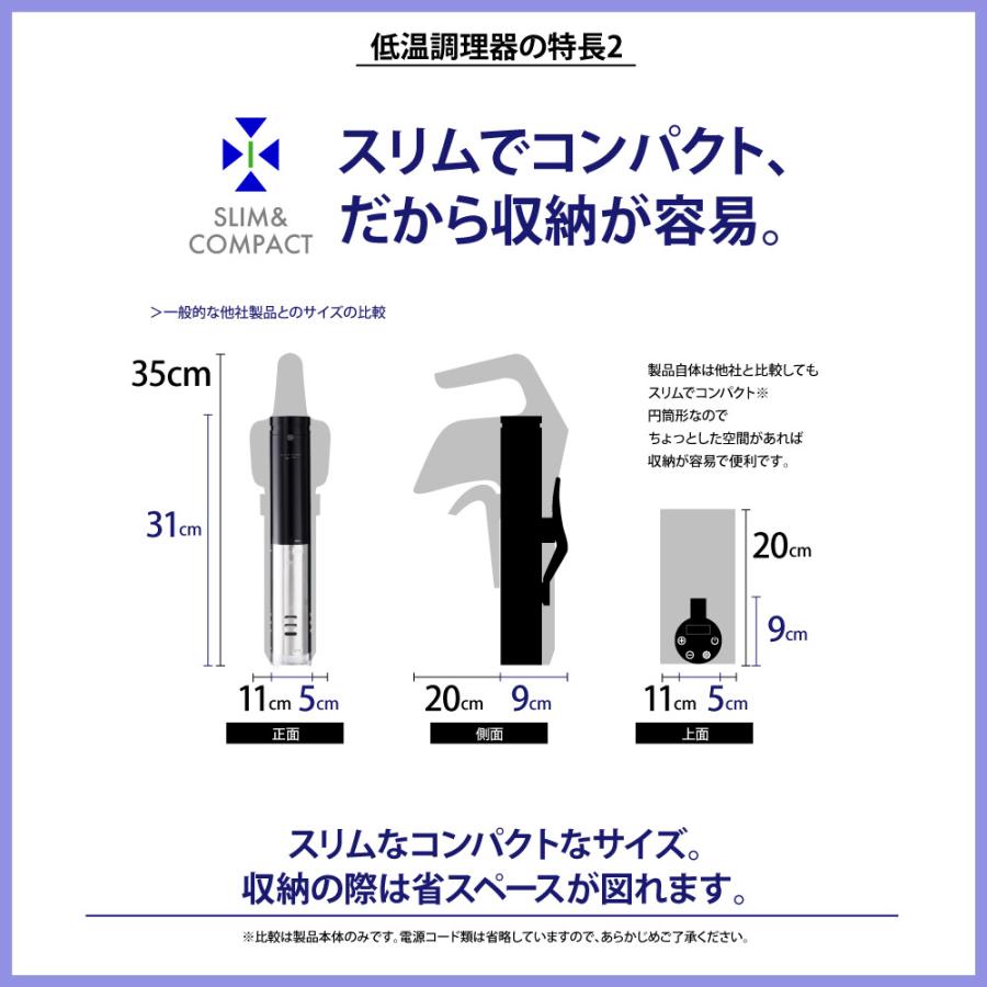 低温調理器 スリム コンパクト 防水仕様 レシピブック付き GREEN HOUSE グリーンハウス GH-SVMA-WH｜ichibankan-premium｜03