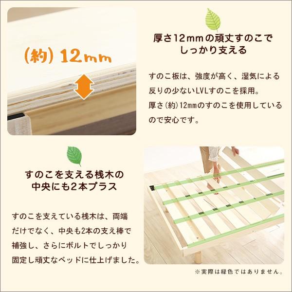 パイン材高さ3段階調整脚付きすのこベッド（シングル）代引不可 同梱