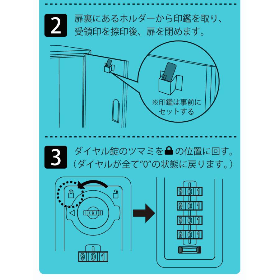 公式 宅配ボックス ゼロリターンキー搭載 一戸建て用 宅配BOX 工事不要 ダイヤル錠 鍵付き 大容量 印鑑収納 完成品 延長保証 約73L SunRuck サンルック｜ichibankan-premium｜12