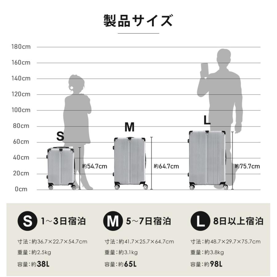 スーツケース Lサイズ 98L キャリーケース キャリーバッグ 軽量 TSAロック ストッパー付き Sunruck サンルック SR-DT098｜ichibankan-premium｜15