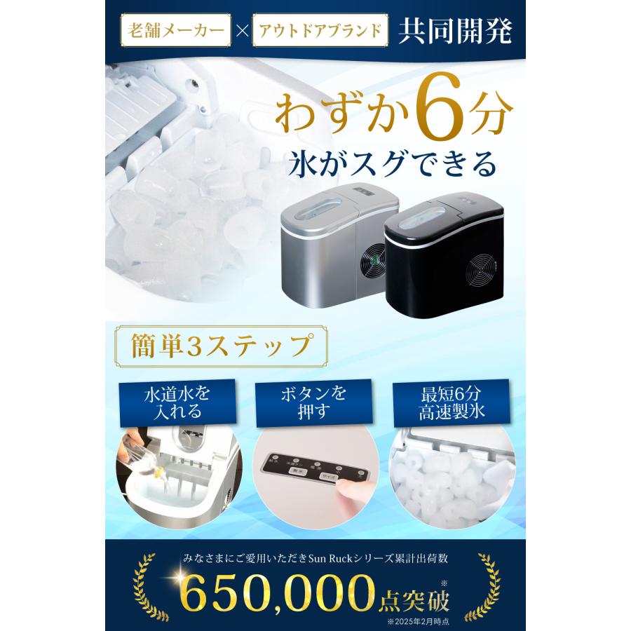 製氷機 サンルック(Sun Ruck) 黒 6分製氷 楽天市場】【公式】【レビュー特典付】 小型 製氷機 家庭用 最短