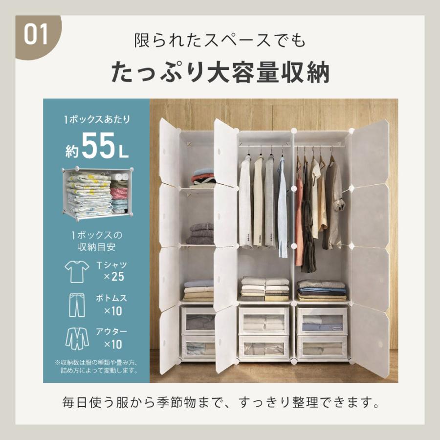 簡易クローゼット（組立て式、美品） 公式 クローゼット 収納 組立式 おしゃれ 組み立て式 収納ボックス 扉