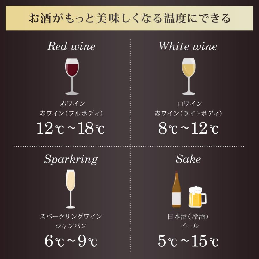 ワインセラー 日本酒セラー 16本 ガラス扉 静音 冷蔵庫 小型 ワイン収納 日本酒収納 ガラス扉タイプ 1ドア冷蔵庫 家庭用 Sunruck SR-W416-K_6