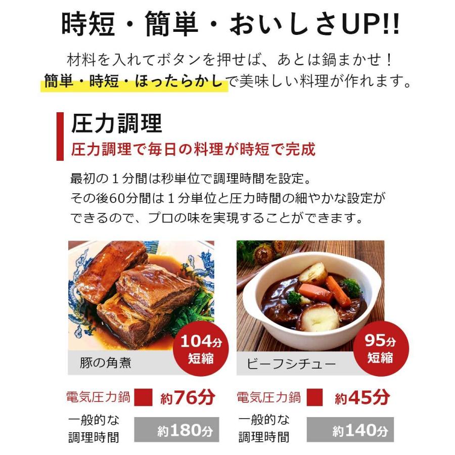 電気圧力鍋 2.8L 1台7役 レシピブック付き 圧力調理 無水調理 時短