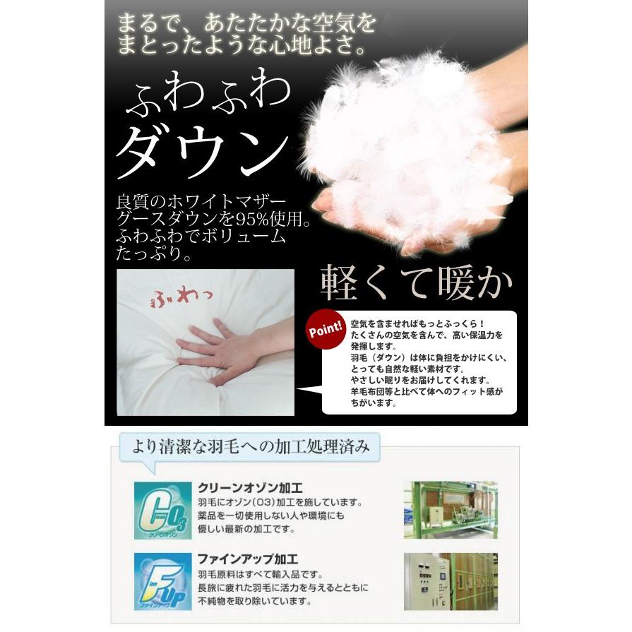 羽毛布団 （無地） ホワイトマザーグースダウン95％ A759WZ ダブル 新生活 代引不可 同梱不可の画像