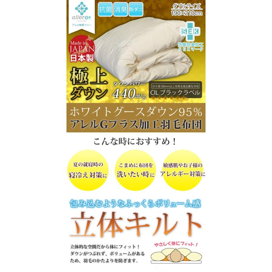羽毛布団 ダウンケット 洗える 肌掛け布団 日本製 防ダニ 抗菌 消臭 春 夏用 ホワイトグースダウン 95％ A770DZ セミダブル 新生活 代引不可 同梱不可_1