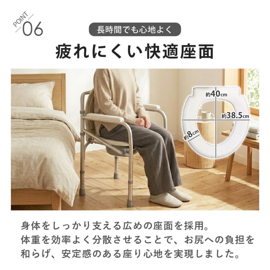 SunRuck（サンルック） ポータブルトイレ 折りたたみ 手すり 肘掛け