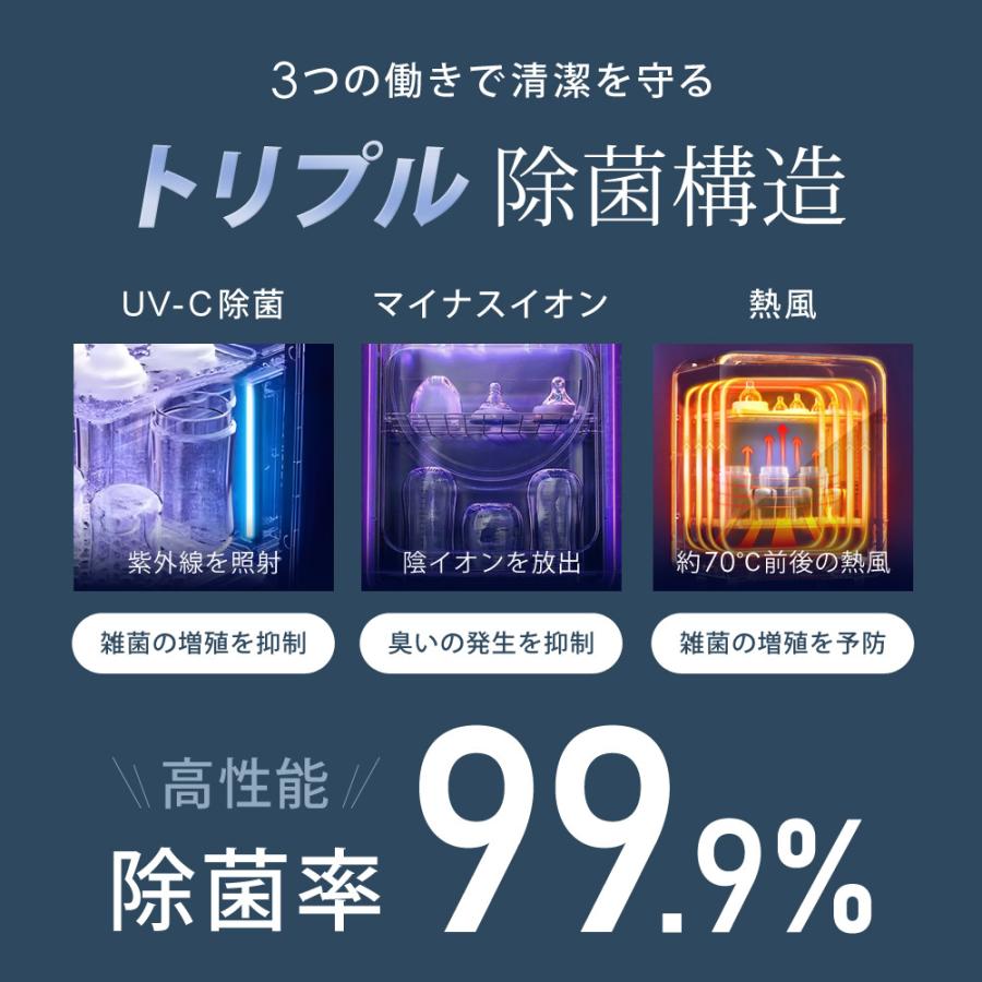 哺乳瓶除菌乾燥機 トリプル除菌 静音 哺乳瓶 除菌 乾燥 除菌乾燥機 乾燥器 哺乳びん 大容量 SunRuck SR-WT028-W2 | SunRuck | 03