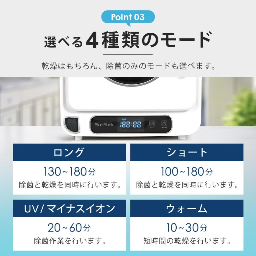 マルチ小型乾燥機 乾きくんmini 乾燥機 衣類乾燥機 食器乾燥機 SunRuck サンルック SR-WT028-W｜ichibankanshop｜10