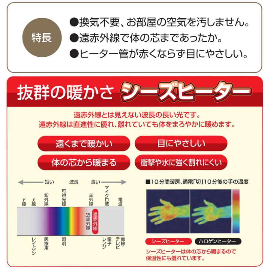 TEKNOS シーズヒーター 1200W パワーモニター ホワイト 換気不要 TEKNOS シーズヒーター 1200W パワーモニター ホワイト 換気不要