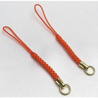 国産金具付き根付紐 根付ヒモ 金具付 橙 オレンジ色 10本セット 根付
