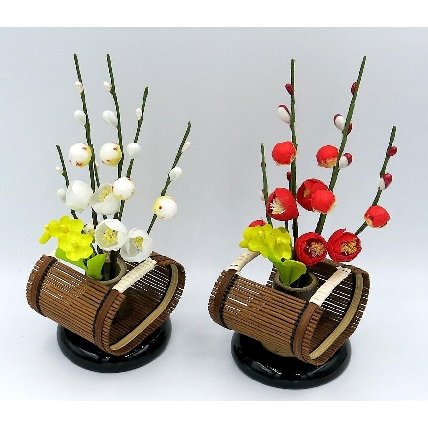 雛人形 】すだれ 菜の花付 紅白梅 特小（高さ約14cm） ひな人形 紅梅