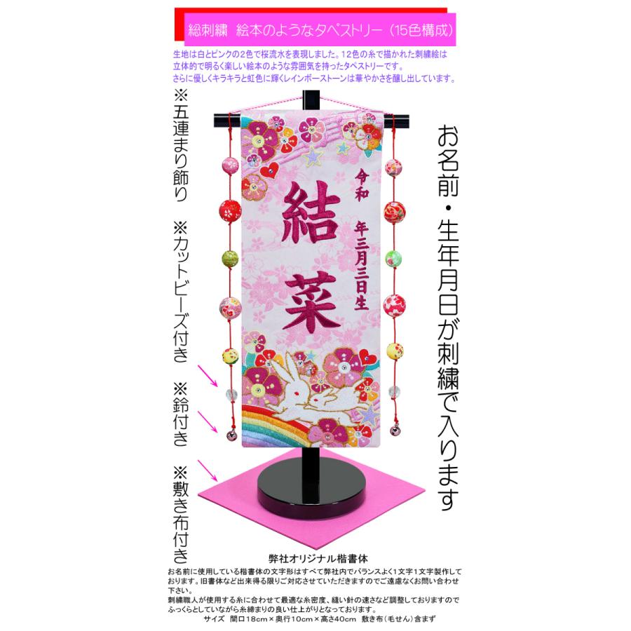 最大47 Offクーポン 刺繍名入れ旗 虹15col ５連鞠飾り 初節句 名前旗 刺繍 名旗 三月 内祝い 命名軸 ひな人形 Wantannas Go Id