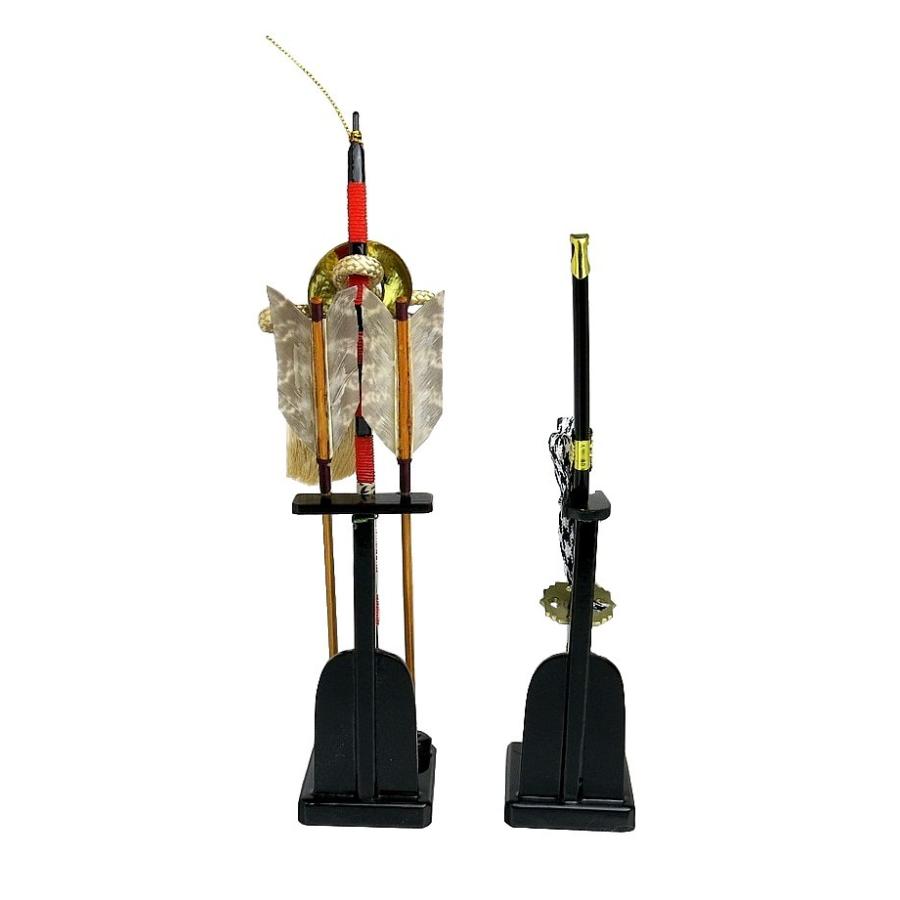 木製　御弓太刀飾　スタンド付き　藤栄作 緑箱 小弓太刀 弓太刀 五月人形 兜飾り 鎧飾り 初節句 コンパクト 道具