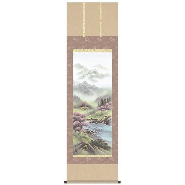 掛け軸 掛軸 山水画 四季山水 緒方葉水 尺五 B4-14ABCD : いち藤