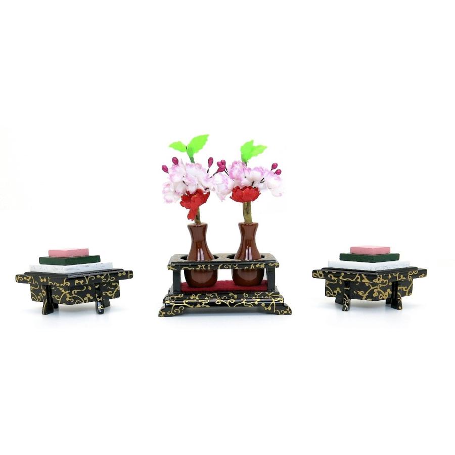 雛道具】 菱三宝 黒唐草 20号 雛人形 雛用 ミニサイズ 雛道具 三宝 菱