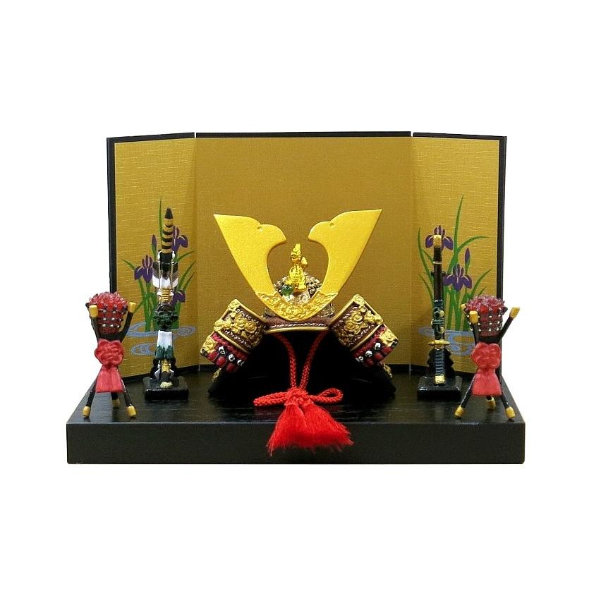 5071 厚台 大鍬形ミニ兜飾り（菖蒲） 初節句 五月人形 コンパクト