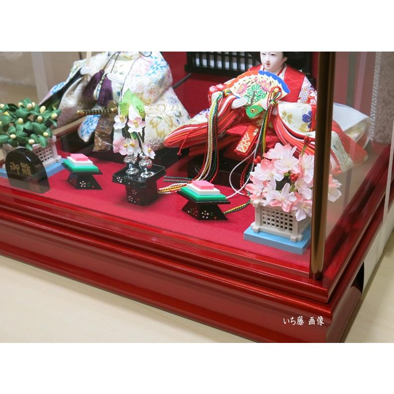 硝子ケース入り親王飾り （毛ばたき付） 小芥子 雛人形 親王 ひな人形