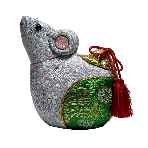 子年 木目込み人形 No.2福子（グレー 緑） （完成品ではありません）布