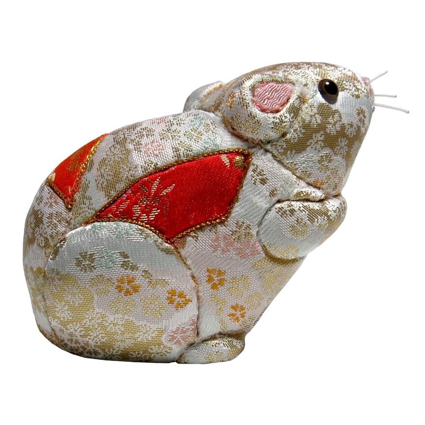 子年 木目込み人形 No.5 祝い子（白 扇面朱） （完成品ではありません