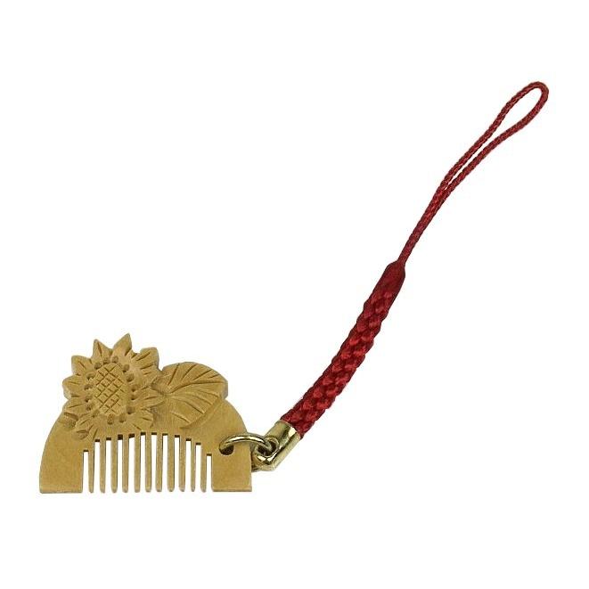 つげ根付 クシ （紐：赤色） かんざし つげ 簪 : いち藤 - 通販