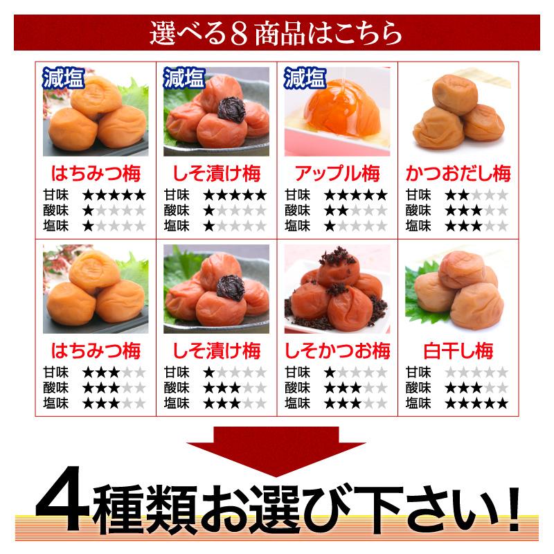 梅干し お徳用セット 2kg(500g×4)  お取り寄せグルメ 産地直送 和歌山県産 紀州南高梅 梅干 うめぼし 減塩 はちみつ梅 しそ梅 組み合わせ自由｜ichifuji-wakayama｜03